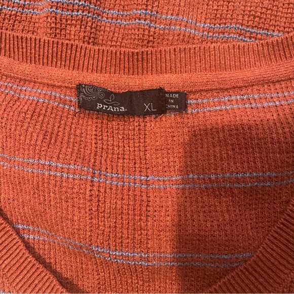 PrAna Milani V-Neck Lightweight Waffle Knit Striped Sweater - Picture 11 of 11